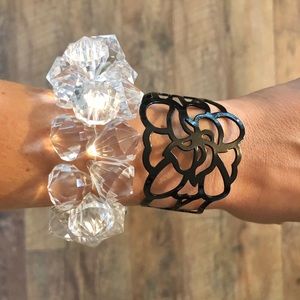 LOT OF 2: LIA SOPHIA Crystal & Flower Bracelet